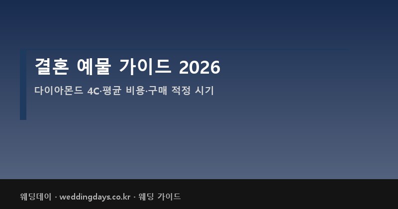 결혼 예물 가이드 2026 다이아몬드 반지 커플링 예단 평균 비용